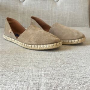 Suede Espadrille Flats in Taupe